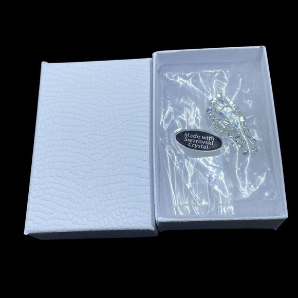 Swarovski Crystal Tennis Bracelet Silver Blue Holiday Gift Coquette Elegant - Picture 8 of 9